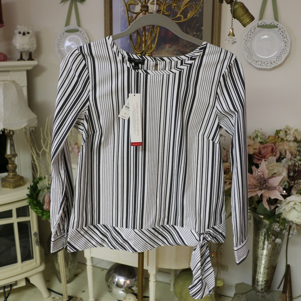 NEW Talbots Vertical Striped Blouse
